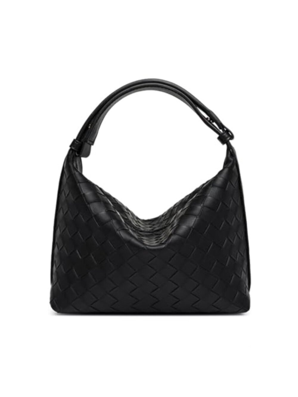 Woven Vegan Leather Shoulder Bag Top-Handle Handbag Spacious Interior